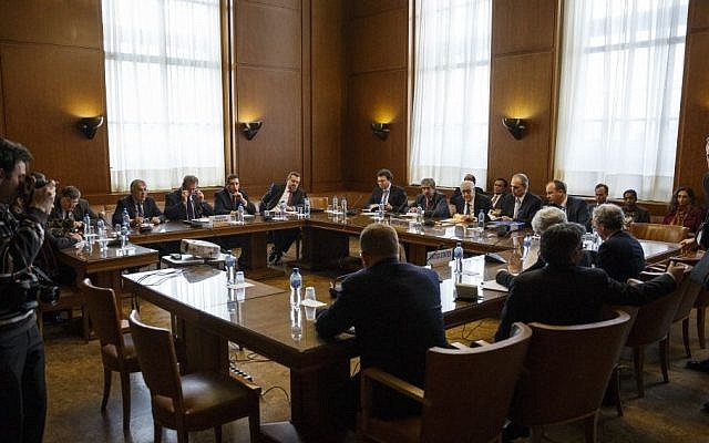 Representatives at a trilateral meeting between US Under Secretary of State for Political Affairs Wendy Sherman, UN-Arab League envoy for Syria Lakhdar Brahimi, and Russian Deputy Minister of Foreign Affairs Gennady Gatilov during the second round of negotiations between the Syrian government and the opposition in Geneva, Switzerland, on Thursday, February 13, 2014. (AP/Valentin Flauraud/Pool) Representatives at a trilateral meeting between US Under Secretary of State for Political Affairs Wendy Sherman, UN-Arab League envoy for Syria Lakhdar Brahimi, and Russian Deputy Minister of Foreign Affairs Gennady Gatilov during the second round of negotiations between the Syrian government and the opposition in Geneva, Switzerland, on Thursday, February 13, 2014. (AP/Valentin Flauraud/Pool)