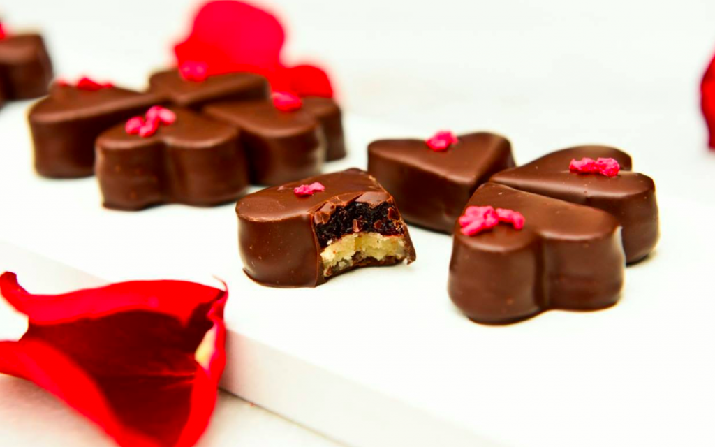 Tri-level truffles in heart shapes at the Chocolate Festival, opening Thursday at the Tel Aviv Train Station complex (Courtesy Chocolate Festival) Tri-level truffles in heart shapes at the Chocolate Festival, opening Thursday at the Tel Aviv Train Station complex (Courtesy Chocolate Festival)