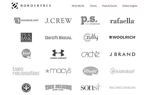 Some of BorderFree's customers (Photo credit: Courtesy) Some of BorderFree's customers (Photo credit: Courtesy)