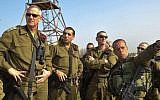 IDF Chief of Staff Benny Gantz (L) seen during a tour in the Golan Heights, February 23, 2014  (photo credit: IDF Spokesperson/Flash90)