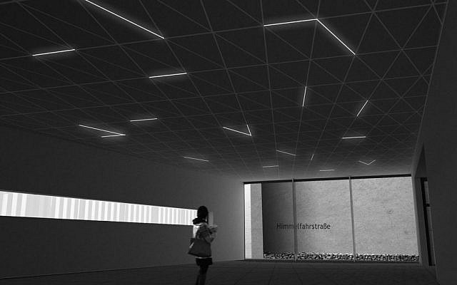 The proposed visitor center will overlook the cynically named "Road to Heaven," written here in German, on which victims were herded toward the gas chambers (photo courtesy: Polish-German Reconciliation Foundation) The proposed visitor center will overlook the cynically named "Road to Heaven," written here in German, on which victims were herded toward the gas chambers (photo courtesy: Polish-German Reconciliation Foundation)