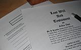 Illustrative photo of a sample last will and testament. (photo credit: CC BY Ken Mayer/Flickr)
