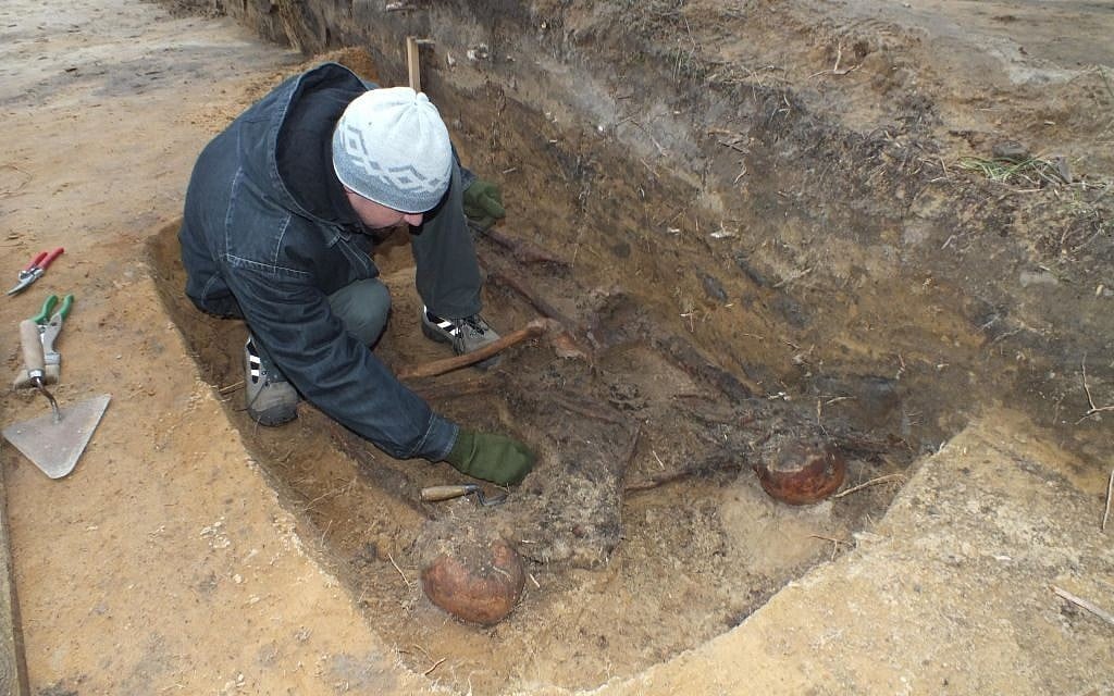 At Sobibor, an excavator unearths a skeleton toward the end of 2013 (photo courtesy: Wojtek Mazurek) At Sobibor, an excavator unearths a skeleton toward the end of 2013 (photo courtesy: Wojtek Mazurek)