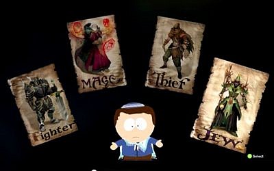 Image from computer RPG game 'South Park: The Stick of Destiny,' where one of the character classes is "Jew." (photo credit: screen capture YouTube)