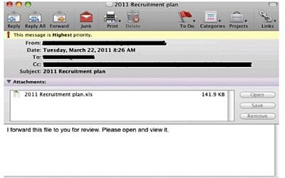 The infected Excel file that brought down RSA's servers (Photo credit: Courtesy Votiro)