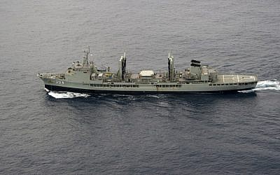 The HMAS Success from an RAAF AP-3C Orion in the southern Indian Ocean, as part of the Australian Maritime Safety Authority-led search for Malaysia Airlines flight MH370, on March 22. (photo credit: AFP/Australian Defense/Leading Seaman Justin Brown)