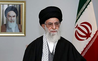 A picture released by the office of Iran's supreme leader Ayatollah Ali Khamenei on March 20, 2014, shows him addressing the nation on the occasion of Noruz, the Iranian New Year, in Tehran. (photo credit: AFP Photo/Office of the Supreme Leader)