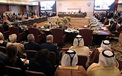 The opening session of the Arab League Foreign ministers's meeting in preparation for the Arab Summit in Kuwait City, on March 23, 2014. (photo credit: AFP/YASSER AL-ZAYYAT)