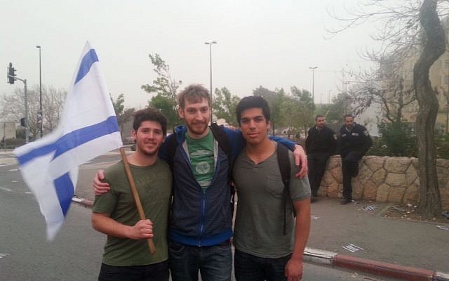 Aaron Broyde, left,  Jon Morgan and Jonathan Vasquez (photo credit: Mitch Ginsburg/ Times of Israel)