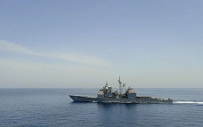Illustrative - an undated photo of a US warship as it crosses the Gulf of Aden. (Kristopher Wilson/US Navy/Wikimedia Commons/File)