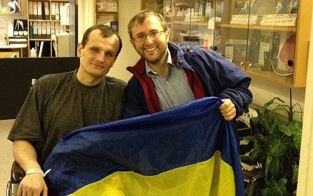 Jeremy Borovitz, right, and Artem Zaptotski at Hadassah Hospital in Jerusalem (photo credit: Courtesy Jeremy Borovitz) Jeremy Borovitz, right, and Artem Zaptotski at Hadassah Hospital in Jerusalem (photo credit: Courtesy Jeremy Borovitz)