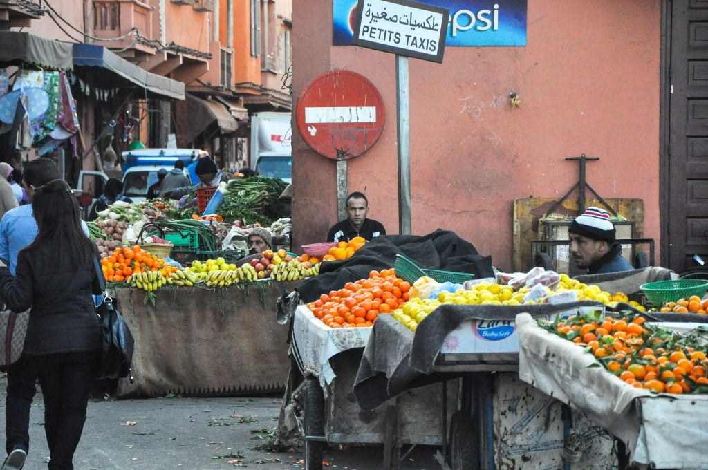 Fruit vendors line the streets of Marrakech's mellah. (photo credit: Michal Shmulovich)