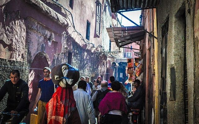 A crowded street leading to Marrakech's mellah. (photo credit: Michal Shmulovich)