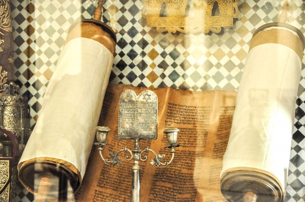 An old Torah scroll on display at the Marrakech Museum. (photo credit: Michal Shmulovich)