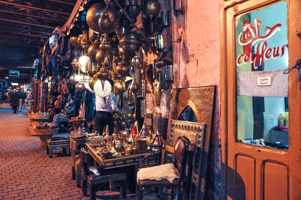 The antique shops and souks that run adjacent to the mellah in Marrakech have Jewish-engraved silver items and pottery with Hebrew writing on it. (photo credit: Michal Shmulovich)