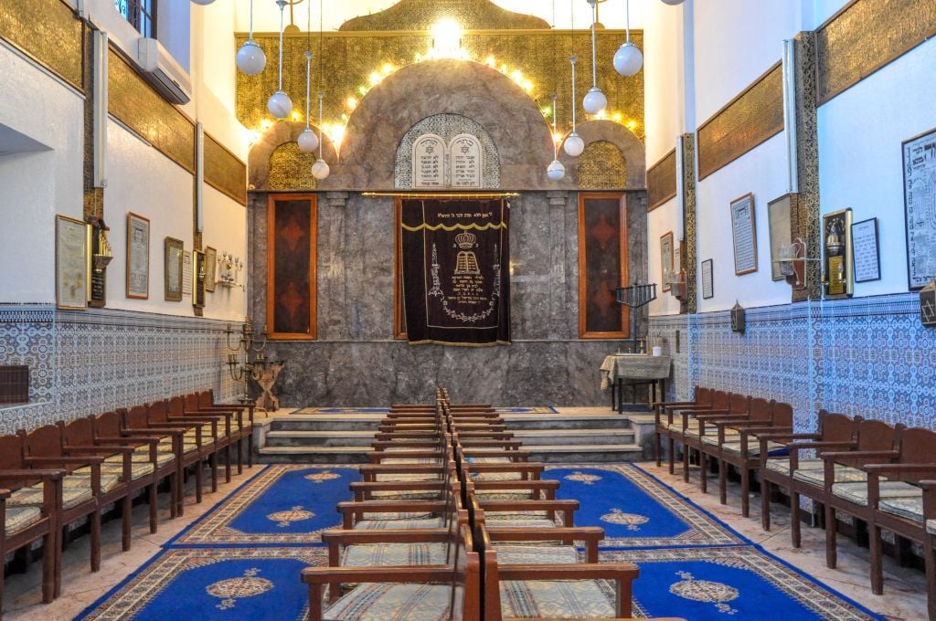 An inside view of the Lazama Synagogue, the oldest synagogue in the mellah of Marrakech. (photo credit: Michal Shmulovich)