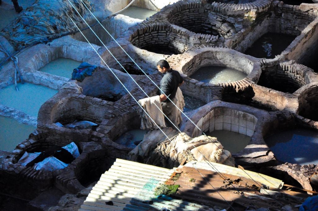 A closer view of the famed tanneries of Fez (photo credit: Michal Shmulovich)