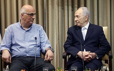 David Meidan with President Shimon Peres (photo credit: Miriam Alster/Flash90)