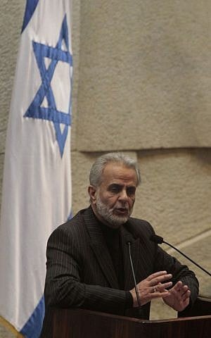 Arab Israeli MK Ibrahim Sarsour (Ra'am-Ta'al) address the Knesset (photo credit: Uri Lenz/Flash90)