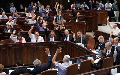 An illustrative photo of a vote in the Knesset. (photo credit: Miriam Alster/FLASH90)