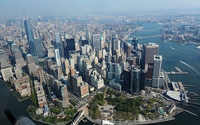 Aerial view of New York's financial district (Mendy Hechtman/Flash90)