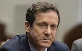 Labor Party chairman MK Isaac Herzog leads a party meeting in the Knesset on February 03, 2014 (photo credit: Flash90)