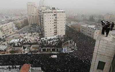 Hundreds of thousands of ultra-Orthodox Israelis attend a massive protest in Jerusalem, Sunday, March 2, 2014 (photo credit: Miriam Alster/Flash90)