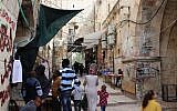 The African Quarter of the Old City, with the Council Gate to the Temple Mount at center. (photo credit: Ilan Ben Zion/Times of Israel staff)