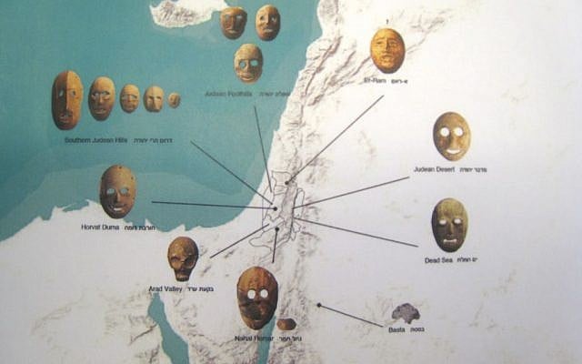Photo of Israel Museum's map of mask origin sites (photo credit: Ilan Ben Zion/Times of Israel staff) Photo of Israel Museum's map of mask origin sites (photo credit: Ilan Ben Zion/Times of Israel staff)