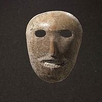 Mask, Provenance unknown, Judean hills or Judean foothills, Pre-Pottery Neolithic B, 9,000 years old. (photo credit: Elie Posner/Israel Museum, Jerusalem)