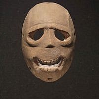 Mask, Provenance unknown, Judean hills or Judean foothills, Pre-Pottery Neolithic B, 9,000 years old. (photo credit: Elie Posner/Israel Museum, Jerusalem)