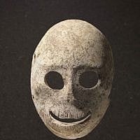 Mask, Provenance unknown, Judean hills or Judean foothills, Pre-Pottery Neolithic B, 9,000 years old. (photo credit: Elie Posner/Israel Museum, Jerusalem)