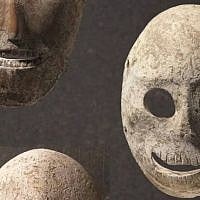 Group of Masks, Provenance unknown, Judean hills or Judean foothills, Pre-Pottery Neolithic B, 9,000 years old. (photo credit: Elie Posner/Israel Museum, Jerusalem)