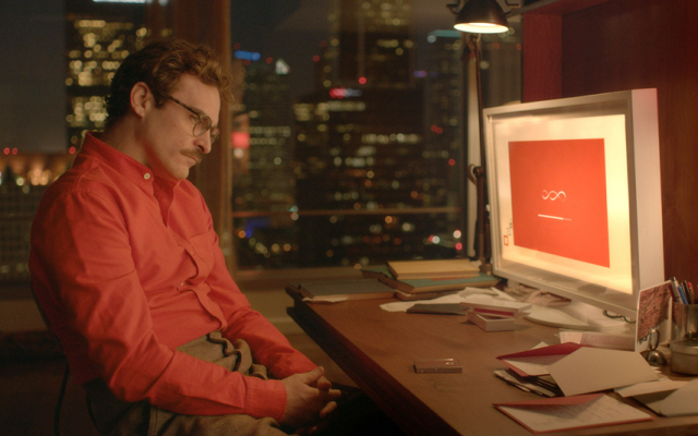 Joaquin Phoenix in "Her." (courtesy: Warner Bros.)
