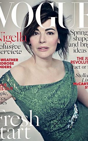 Nigella Lawson's 'natural' look on the cover of Vogue. (screen shot)