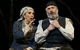 Andrea Martin (left), as Golde and Harvey Fierstein (right) as Tevye in the revival of 'Fiddler on the Roof,' on Broadway's Minskoff Theater in New York, 2005 (photo credit: AP/Carol Rosegg, File)