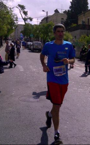 Jacob Ner-David doesn't live in Jerusalem any longer, but considers the city's marathon to be one of the most beautiful, although with a sparse audience (Courtesy Jacob Ner-David)