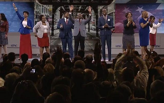 Chris Harris and members of his Bronzeville church singing 'Walk With Me,' at the AIPAC convention Sunday. (screen capture: AIPAC) Chris Harris and members of his Bronzeville church singing 'Walk With Me,' at the AIPAC convention Sunday. (screen capture: AIPAC)