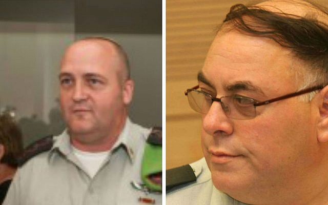 Colonel Erez Weiner (L) and former IDF spokesman Avi Benayahu (photo credit: Flash 90)