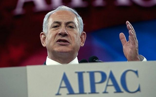 Prime Minister Benjamin Netanyahu addresses the AIPAC policy conference in Washington, DC, on March 4, 2014. (AFP/Nicholas Kamm) Prime Minister Benjamin Netanyahu addresses the AIPAC policy conference in Washington, DC, on March 4, 2014. (AFP/Nicholas Kamm)