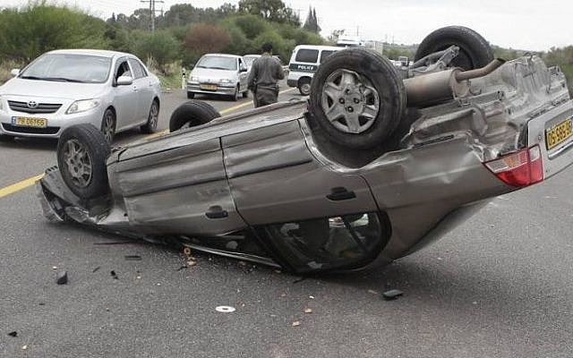 Illustrative photo of the aftermath of a car accident. (Edi Israel/Flash90)