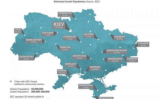 Map of Jewish communities in Ukraine (Courtesy the Joint Distribution Committee) Map of Jewish communities in Ukraine (Courtesy the Joint Distribution Committee)