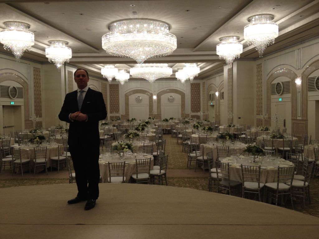 General manager Guy Klaiman in the Waldorf's ballroom (photo credit: Jessica Steinberg/Times of Israel) General manager Guy Klaiman in the Waldorf's ballroom (photo credit: Jessica Steinberg/Times of Israel)
