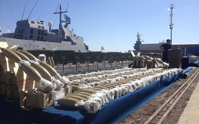 Mortars set up in Eilat Monday. (photo credit: Mitch Ginsburg / Times of Israel)