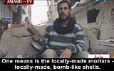 Former Syrian shotput champion, now bomb-thrower, Abu Al-Kazem (photo credit: MEMRI screenshot)