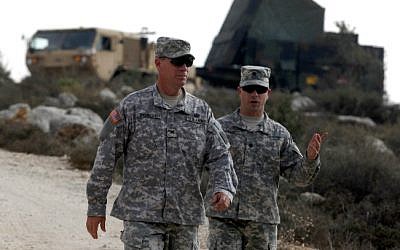 US soldiers next to a Patriot anti-missile battery west of Jerusalem (illustrative photo: Lior Mizrahi/Flash90)