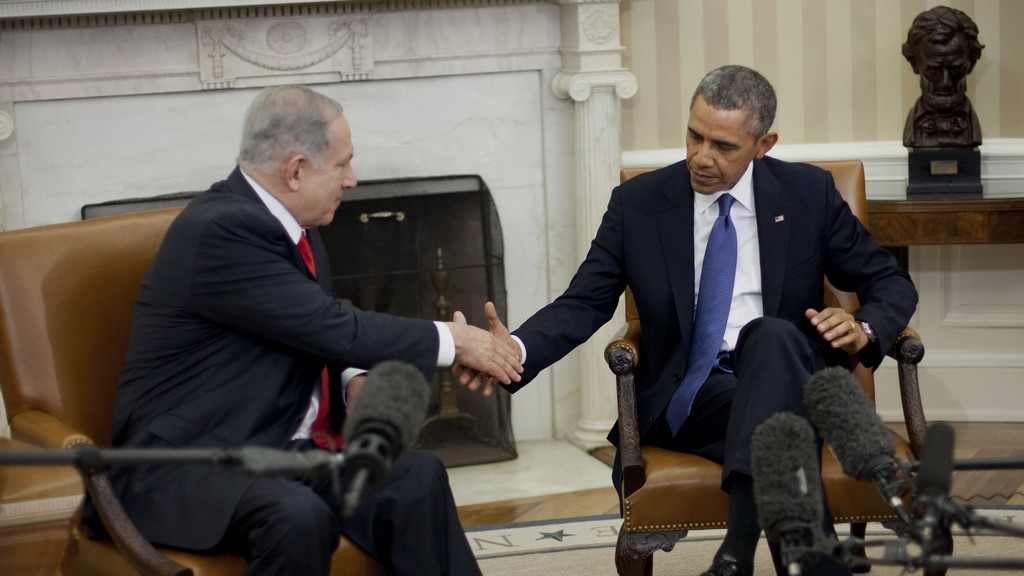 US President Barack Obama and Prime Minister Benjamin Netanyahu shake hands in the Oval Office of the White House in Washington, Monday, March 3, 2014 (photo credit: AP/Pablo Martinez Monsivais) US President Barack Obama and Prime Minister Benjamin Netanyahu shake hands in the Oval Office of the White House in Washington, Monday, March 3, 2014 (photo credit: AP/Pablo Martinez Monsivais)