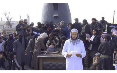 Syrian rebels chop off a man's hand in punishment for alleged theft. (photo credit: Twitter)