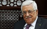 Palestinian Authority President Mahmoud Abbas at his office in the West Bank city of Ramallah (photo credit: AFP/Abbas Momani)