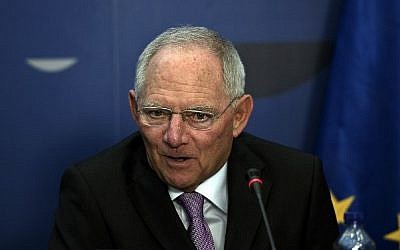 German finance minister Wolfgang Schaeuble speaks during a press conference in Athens on April 2, 2014. (AFP Photo/Louisa Gouliamaki)